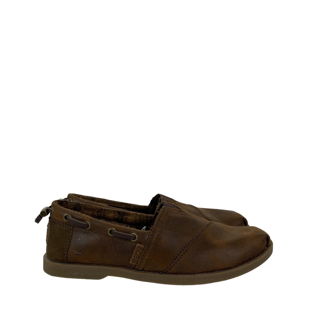 SKECHERS BOBS Chill Lux ButtonUp Slip On-Brown 6.5 Vegan Leather